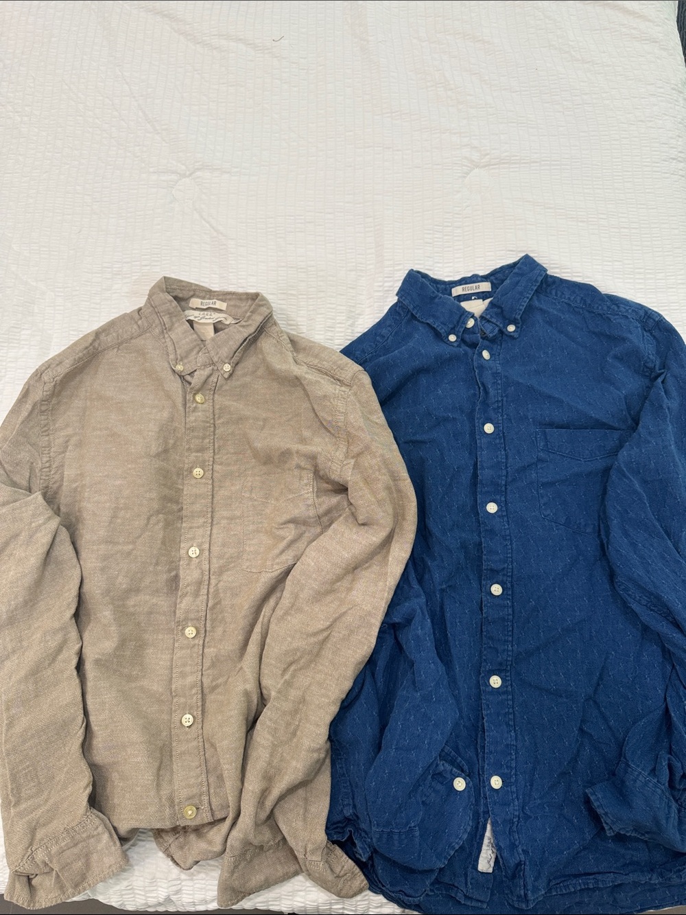 H&M Men's Button-Up Casual Shirt - Blue / Tan